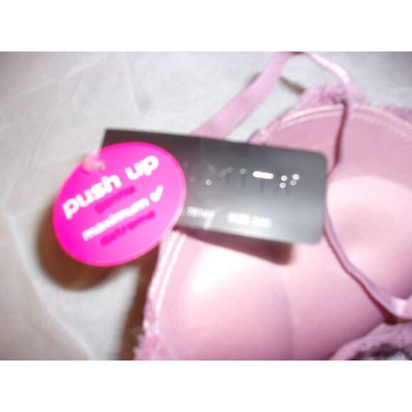 Youmita 34C Purple Ash Floral Lace Overlay Maximum Push-Up Bra NWT - Picture 10 of 11